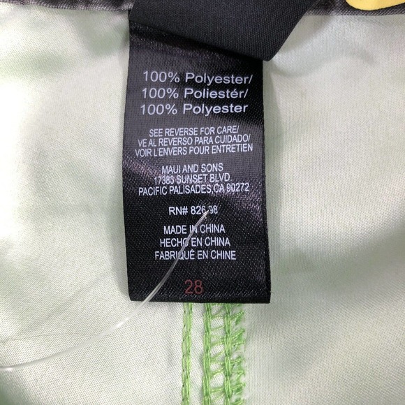 Men's MAUI & SONS Board Shorts Size 28 Swim Trunks Drawstring Tie Green Swimming - Picture 6 of 12